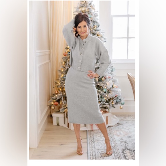 Smash & Tess Tori Midi Skirt in Mid Heather Grey - Picture 1 of 6